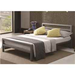 Square Tubular Grey Metal Bed Frame - Double 4ft 6