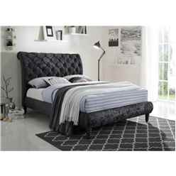 Velvet Fabric Black Bed Frame - King 5ft