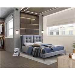 Modern Tuscan Fabric Grey Bed Frame - Double 4ft 6