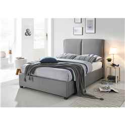 Designer Fabric Grey Bed Frame - Double 4ft 6