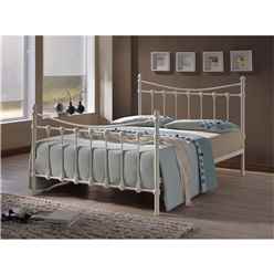 Ivory Shell Detailed Metal Bed Frame King Size 5ft
