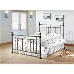 Polished Black Nickel Finish Metal Bed Frame - Double 4ft 6