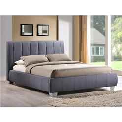 Chrome Footed Grey Fabric Bed Frame - King Size 5ft