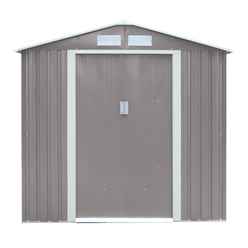 6 X 4 (2.01m X 1.21m) Double Door Metal Apex Shed - Light Grey