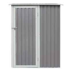 5 X 3 (1.43m X 0.89m) Single Door Metal Pent Shed - Light Grey