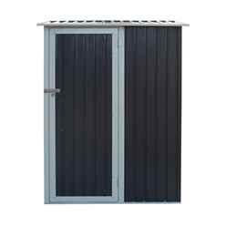 5 X 3 (1.43m X 0.89m) Single Door Metal Pent Shed - Dark Grey