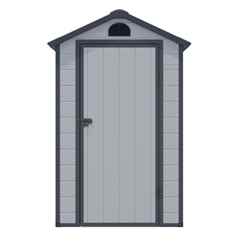 4 X 3 (1.34m X 1.04m) Single Door Apex Plastic Shed - Light Grey