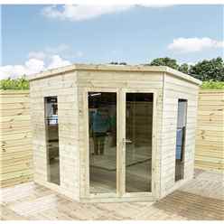 12 X 12 Fully Insulated Corner Summerhouse - 64mm Walls, Floor & Roof - 12mm (t&g) + 40mm Insulated Ecotherm + 12mm T&g) -Double Glazed Safety Toughened Windows (4mm-6mm-4mm)+ Epdm Roof + Free Install