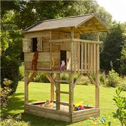 8 X 8 Beach Hut Playhouse With Climbing Wall (2.43m X 2.37m)