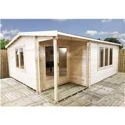 Installed 3.6m X 4.5m Premier Home Office Apex Log Cabin (single Glazing) - Free Floor & (44mm) Installation Included