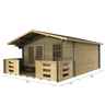 4m x 4m (13 x 13) Log Cabin (2046) - Double Glazing (34mm Wall Thickness)