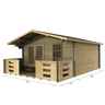 4m X 4m (13 X 13) Log Cabin (2046) - Double Glazing (34mm Wall Thickness)