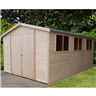 15 X 10 (4.48m X 2.99m) - Tongue And Groove Garden Workshop - Double Doors - 6 Windows - 12mm Wall Thickness