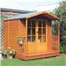 7 X 7 (2.05m X 1.98m) - Premier Wooden Summerhouse + Veranda - Double Doors - 12mm T&g Walls & Floor