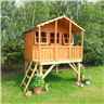 6 x 6 Wooden Platform Playhouse - Single Door - 2 Windows - 12mm Wall Thickness