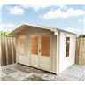 3.3m X 2.4m Premier Log Cabin With Half Glazed Double Doors And Single Window Front + Free Extra Side Window And Floor & Felt (19mm)