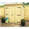 6 X 4 Pent Garden Shed - 12mm Tongue And Groove Walls - Pressure Treated - Double Door Centre - Windowless