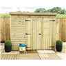 7 X 5 Pent Garden Shed - 12mm Tongue And Groove Walls - Pressure Treated - Double Doors - Windowless