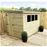 7 x 4 Reverse Pent Garden Shed - 12mm Tongue and Groove Walls - Pressure Treated - Single Door - 3 Windows + Safety Toughened Glass