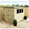 7 X 4 Reverse Pent Garden Shed - 12mm Tongue And Groove Walls - Pressure Treated - Single Door - 3 Windows + Safety Toughened Glass