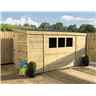 10 x 6 Reverse Pent Garden Shed - 12mm Tongue and Groove Walls - Pressure Treated - Single Door - 3 Windows + Safety Toughened Glass