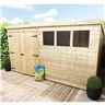 12 x 6 Large Pent Garden Shed - 12mm Tongue and Groove Walls - Pressure Treated - Double Doors - 3 Windows + Safety Toughened Glass