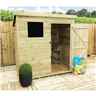 5 X 3 Pent Garden Shed - 12mm Tongue And Groove Walls - Pressure Treated - Single Door - 1 Window + Safety Toughened Glass