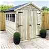 6 X 6 Premier Apex Garden Shed - 12mm Tongue And Groove Walls - Pressure Treated - 3 Windows - Double Doors + Safety Toughened Glass - 12mm Tongue And Groove Walls, Floor And Roof