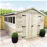 12 X 6 Premier Apex Garden Shed - 12mm Tongue And Groove - Pressure Treated - 6 Windows - Double Doors + Safety Toughened Glass - 12mm Tongue And Groove Walls, Floor And Roof