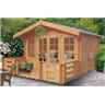 12 X 16 Log Cabin - Double Doors - 2 Windows - 34mm Wall Thickness