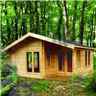 20 x 13 Apex Log Cabin with 2 rooms - Double Doors - 4 Windows - 44mm Wall Thickness