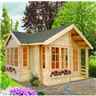 17 x 17 Apex Log Cabin - Double Doors - 8 Windows - 44mm Wall Thickness