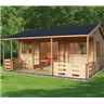 18 X 20 Log Cabin - Double Doors - Windows - 44mm Wall Thickness