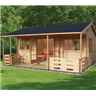 18 x 20 Log Cabin - Double Doors - Windows - 70mm Wall Thickness