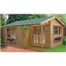 12 x 13 Apex Log Cabin - Double Doors - 2 Windows - 34mm Wall Thickness