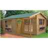 12 X 16 Apex Log Cabin - Double Doors - 2 Windows - 34mm Wall Thickness