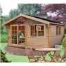 12 x 12 Apex Log Cabin - Double Doors - 2 Windows - 28mm Wall Thickness