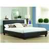 Brown Real Leather Low End Bed Frame - Double 4ft 6