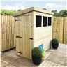 7 x 3 Pent Garden Shed - 12mm Tongue and Groove Walls - Pressure Treated - Single Door - 3 Windows + Safety Toughened Glass