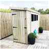 6 X 3 Reverse Pent Garden Shed - 12mm Tongue And Groove Walls - Pressure Treated - Single Door - 3 Windows + Safety Toughened Glass