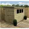 6 X 4 Reverse Pent Garden Shed - 12mm Tongue And Groove Walls - Pressure Treated - Single Door - 3 Windows + Safety Toughened Glass