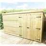 14 X 3 Pent Garden Shed - 12mm Tongue And Groove Walls - Pressure Treated - Double Doors - Windowless