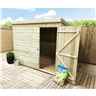 8 X 8 Pent Garden Shed - 12mm Tongue And Groove Walls - Pressure Treated - Single Door - Windowless