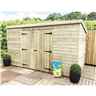 10 X 3 Pent Shed - 12mm Tongue And Groove - Pressure Treated - Windowless  - Centre Double Doors