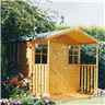 INSTALLED 7 x 7 Tongue and Groove Apex Garden Wooden Shed - Single Door - 2 Windows + Veranda - 12mm Wall Thickness (7ft x 9ft with verandah) 