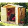 Installed 7 X 7 Tongue And Groove Pressure Treated Wooden Apex Shed - Double Doors - 1 Window - 12mm Wall Thickness