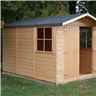 INSTALLED 10 x 7 Tongue and Groove Pressure Treated Apex Wooden Shed - Double Doors - 2 Windows - 12mm Wall Thickness