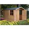 10 X 7  (2.97m X 2.05m) - Tongue And Groove - Apex Garden Wooden Shed / Workshop - 2 Windows - Double Doors - 12mm Tongue And Groove Floor