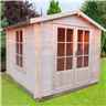 2m x 2m Premier Apex Log Cabin With Double Doors and Side Window + Free Floor & Felt (19mm) 