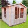 2m X 2m Premier Apex Log Cabin With Double Doors And Side Window + Free Floor & Felt (19mm)